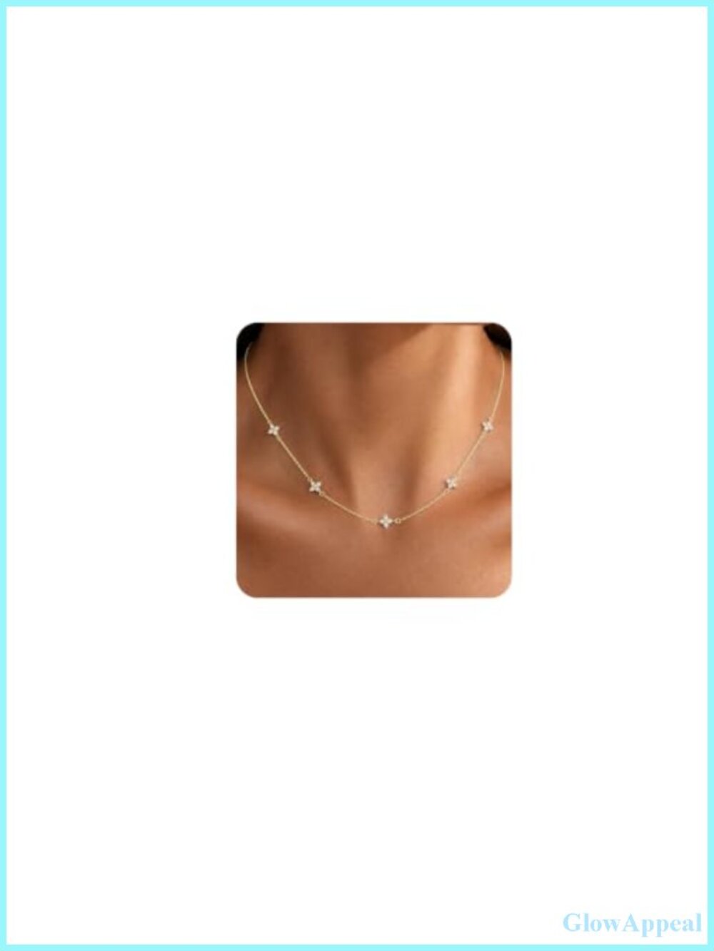 14K Gold Plated Reversible Clover Choker Necklace Cubic Zirconia